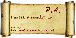 Paulik Annamária névjegykártya