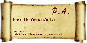 Paulik Annamária névjegykártya